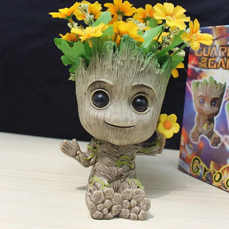 disney Marvel Avengers Groot Mini figure Pen Holder  Flower Pot Anime Toys Action Figure Sitting Groot Christmas Kids Toys Gifts