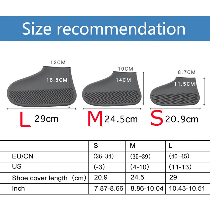 1 Pair Waterproof Non-slip Silicone Shoe High Elastic Wear-resistant Unisex Rain Boots for Outdoor Rainy Day Reusable Shoe Cover