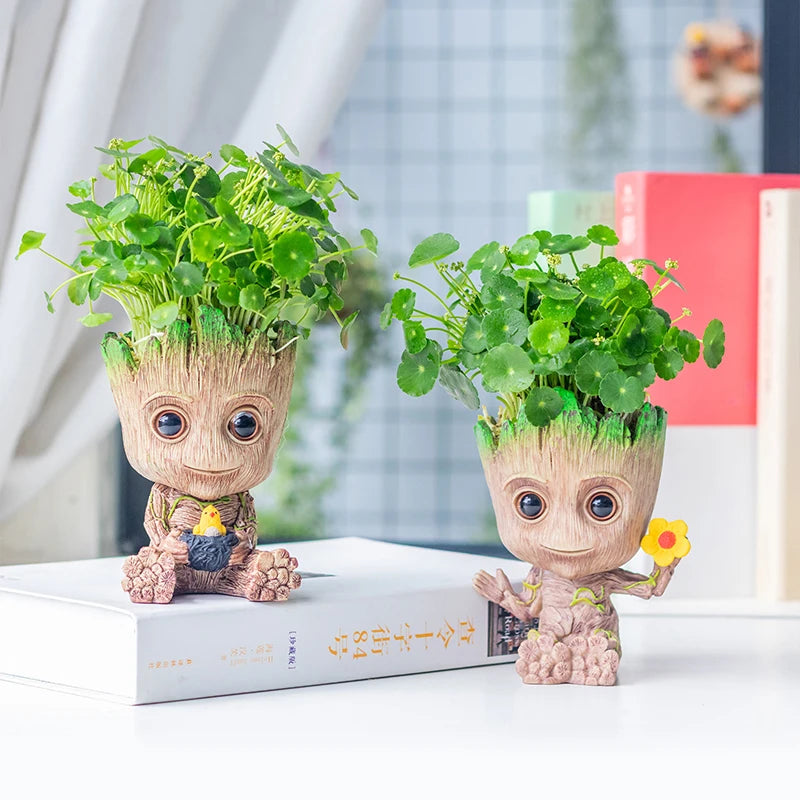 disney Marvel Avengers Groot Mini figure Pen Holder  Flower Pot Anime Toys Action Figure Sitting Groot Christmas Kids Toys Gifts