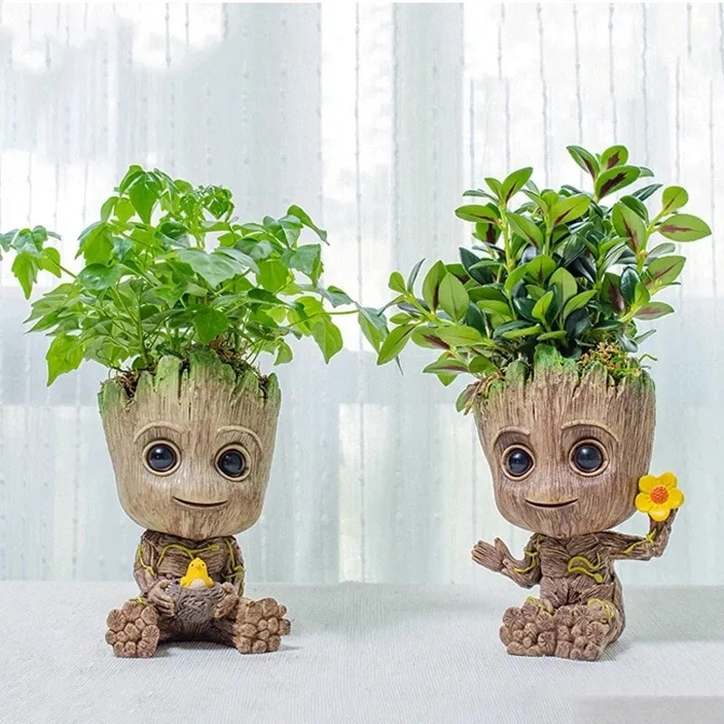 disney Marvel Avengers Groot Mini figure Pen Holder  Flower Pot Anime Toys Action Figure Sitting Groot Christmas Kids Toys Gifts